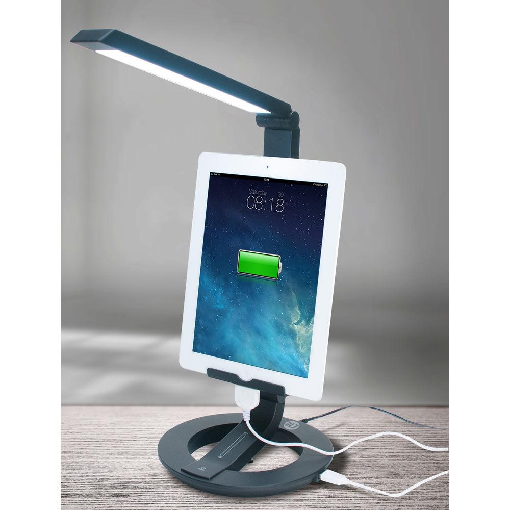 CTA Digital LED Desk Lamp Charging Stand for Tablets and Smartphones