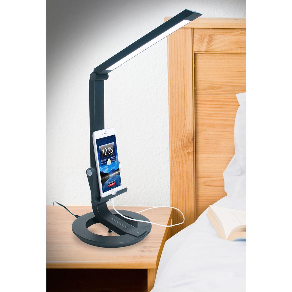 CTA Digital LED Desk Lamp Charging Stand for Tablets and Smartphones