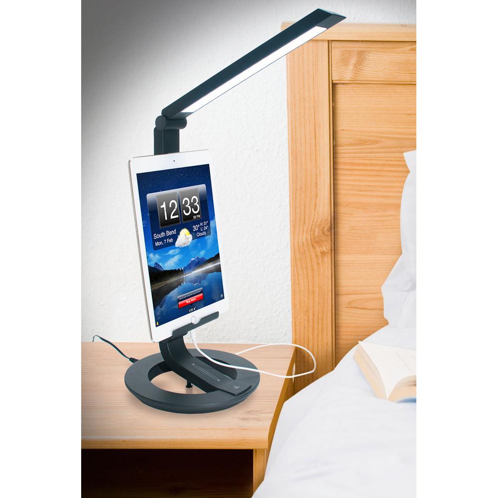 CTA Digital LED Desk Lamp Charging Stand for Tablets and Smartphones