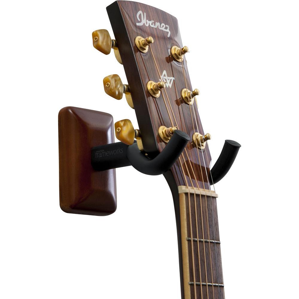Gator Cases Wall-Mounted Guitar Hanger with Mahogany Mounting Plate