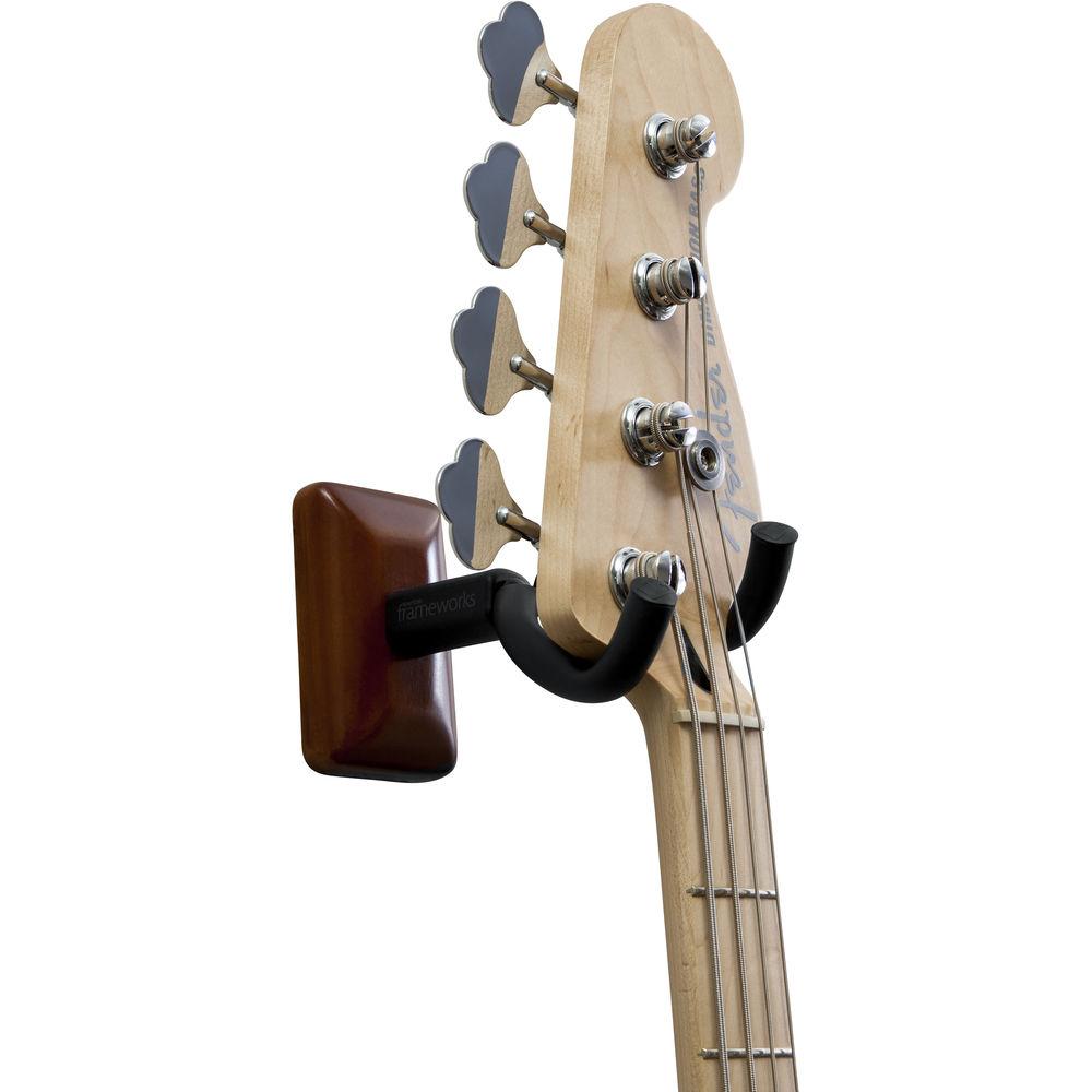 Gator Cases Wall-Mounted Guitar Hanger with Mahogany Mounting Plate