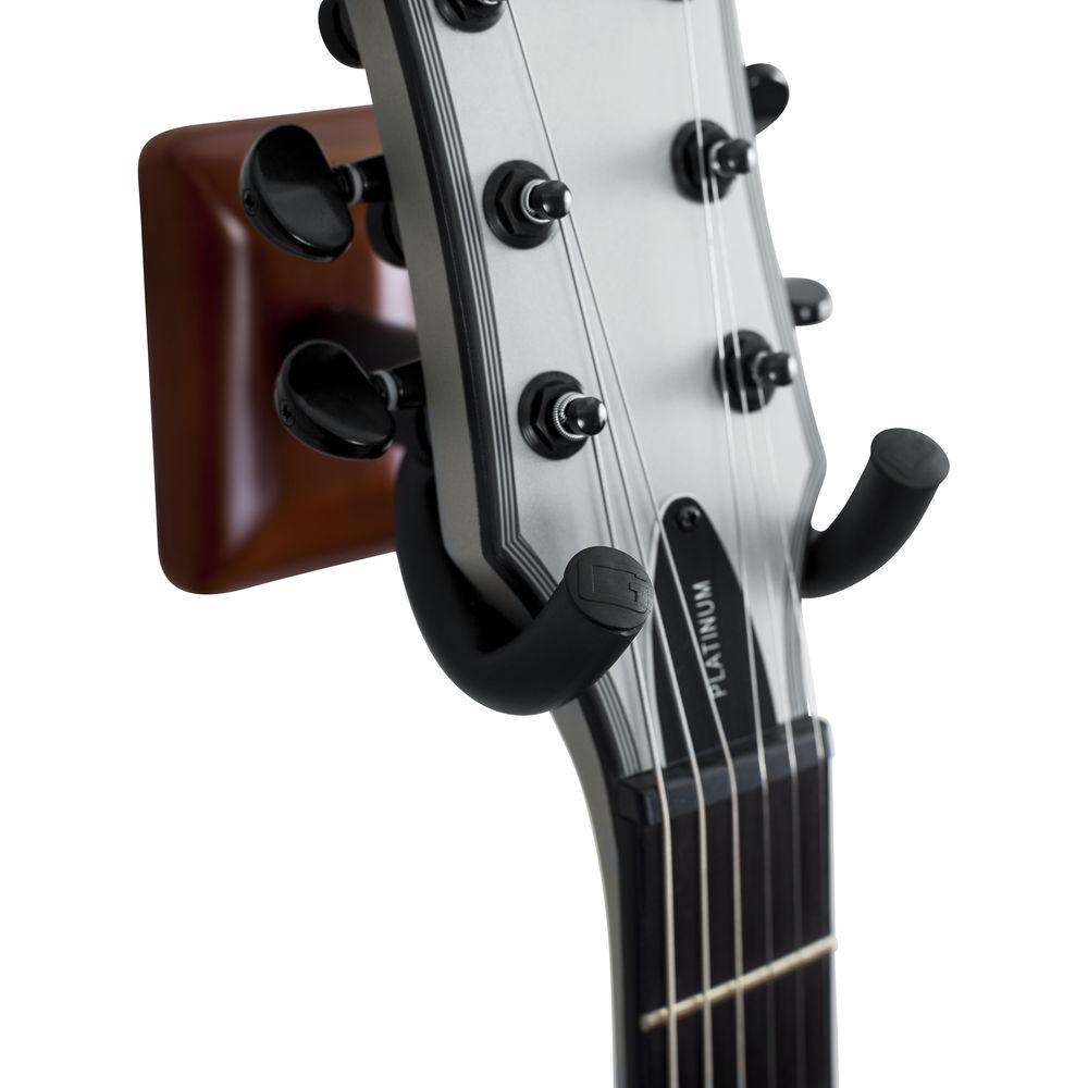 Gator Cases Wall-Mounted Guitar Hanger with Mahogany Mounting Plate