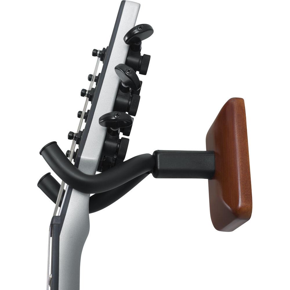 Gator Cases Wall-Mounted Guitar Hanger with Mahogany Mounting Plate