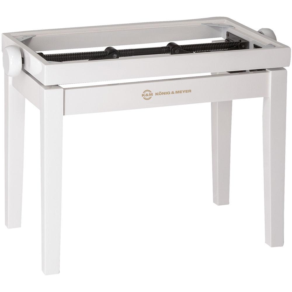 K&M 13711 Piano Bench Wooden Frame with White Glossy Finish