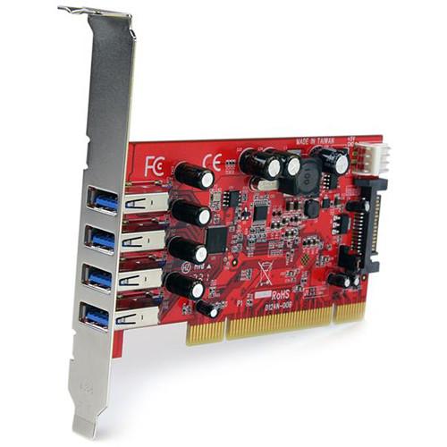 StarTech Four-Port SuperSpeed USB 3.0 PCI Card with SATA SP4 Power