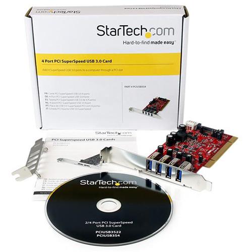 StarTech Four-Port SuperSpeed USB 3.0 PCI Card with SATA SP4 Power