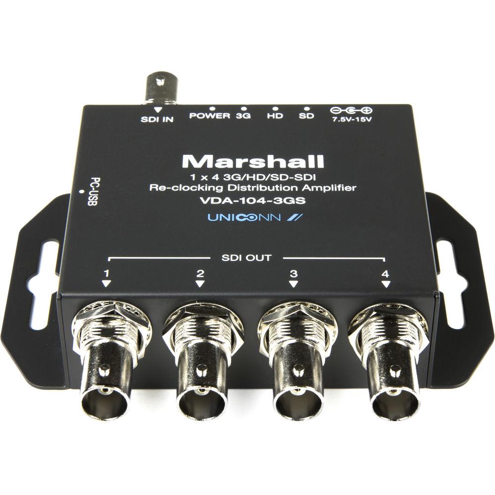 Marshall Electronics VDA-104-3GS 1x4 3G HD SD-SDI Reclocking Distribution Amplifier