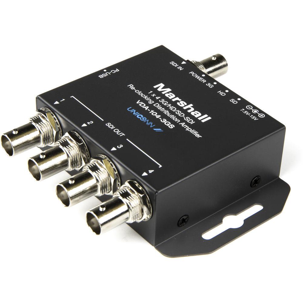 Marshall Electronics VDA-104-3GS 1x4 3G HD SD-SDI Reclocking Distribution Amplifier