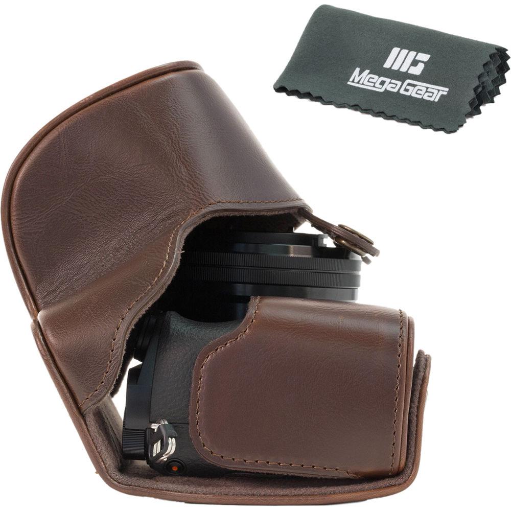 MegaGear Ever Ready PU Leather Case and Strap for Sony Alpha a5100, a5000 with 16-50mm Lens