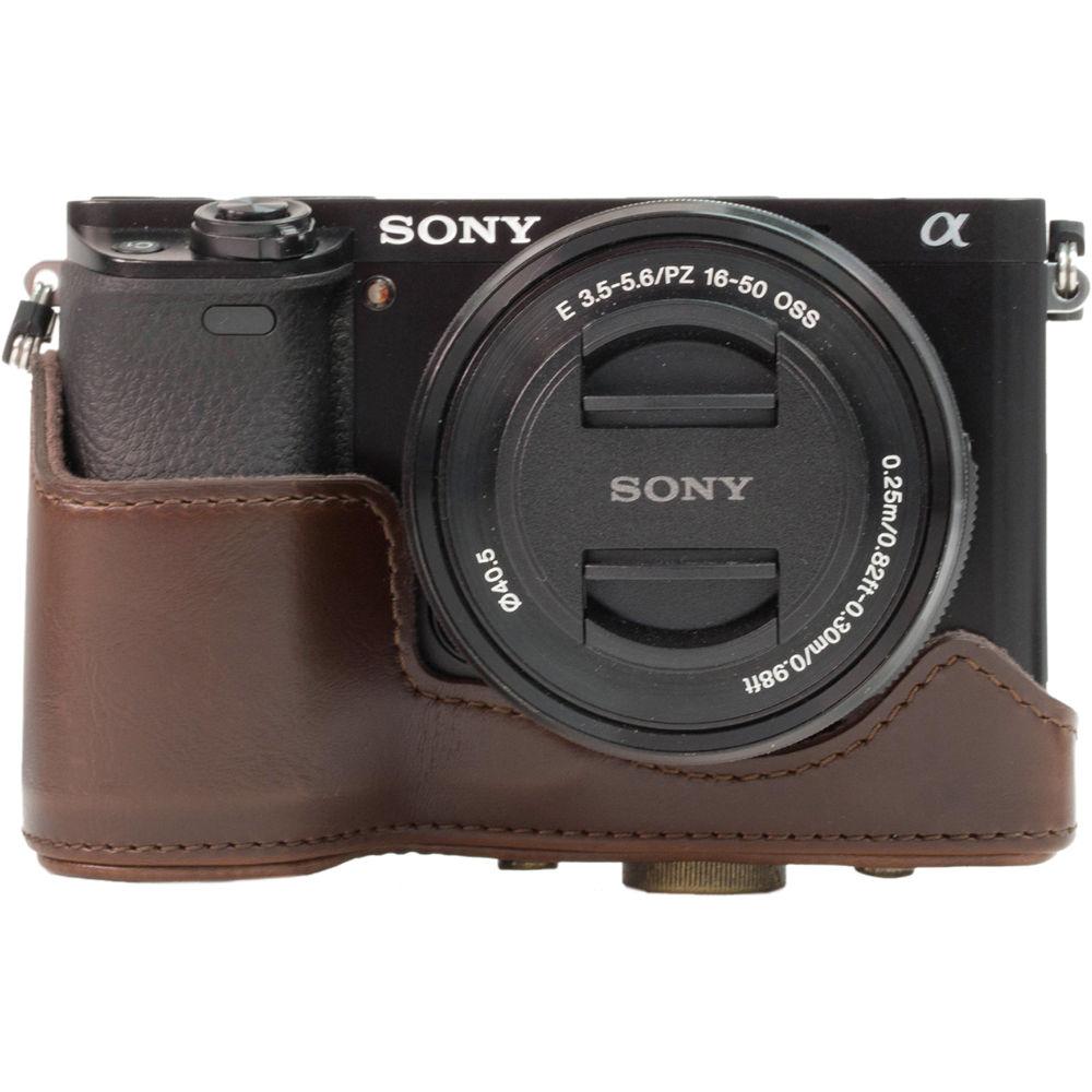 MegaGear Ever Ready PU Leather Case and Strap for Sony Alpha a5100, a5000 with 16-50mm Lens