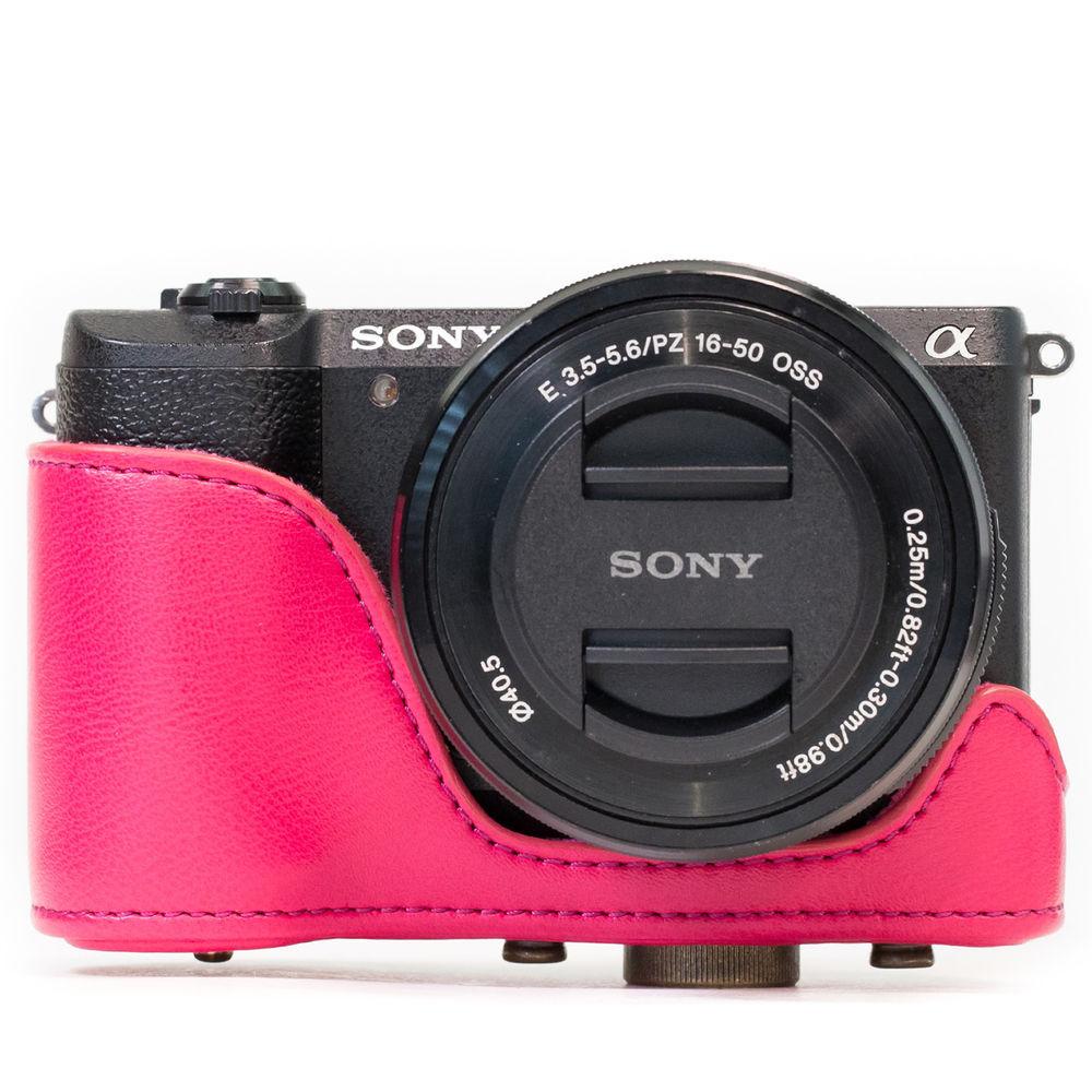 MegaGear Ever Ready PU Leather Case and Strap for Sony Alpha a5100, a5000 with 16-50mm Lens
