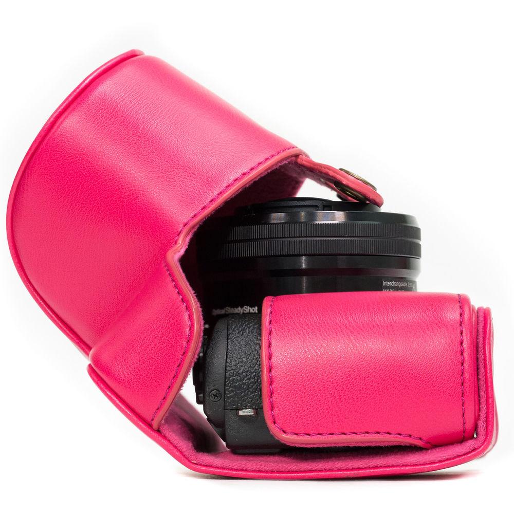 MegaGear Ever Ready PU Leather Case and Strap for Sony Alpha a5100, a5000 with 16-50mm Lens