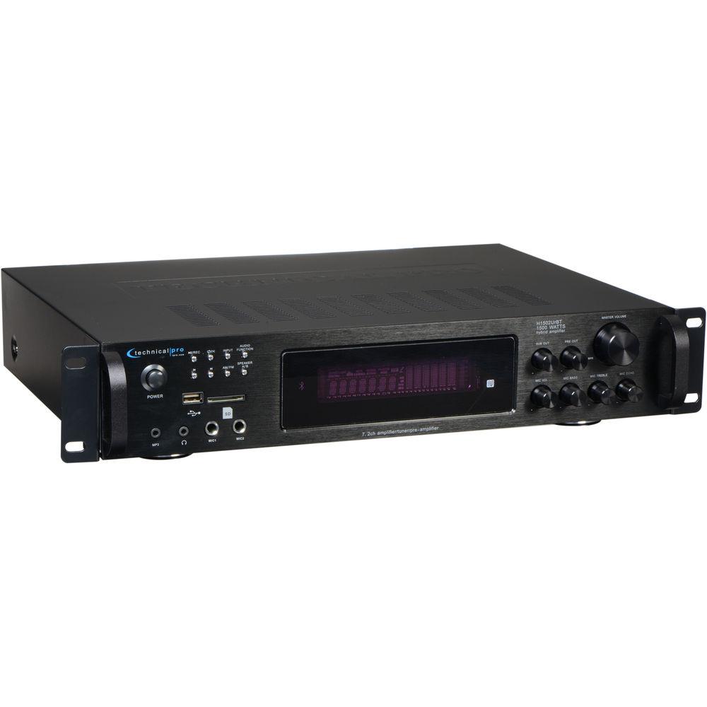 Technical Pro H1502URBT 1500W Digital Hybrid Amplifier Preamp Tuner with USB SD Card & Bluetooth Inputs