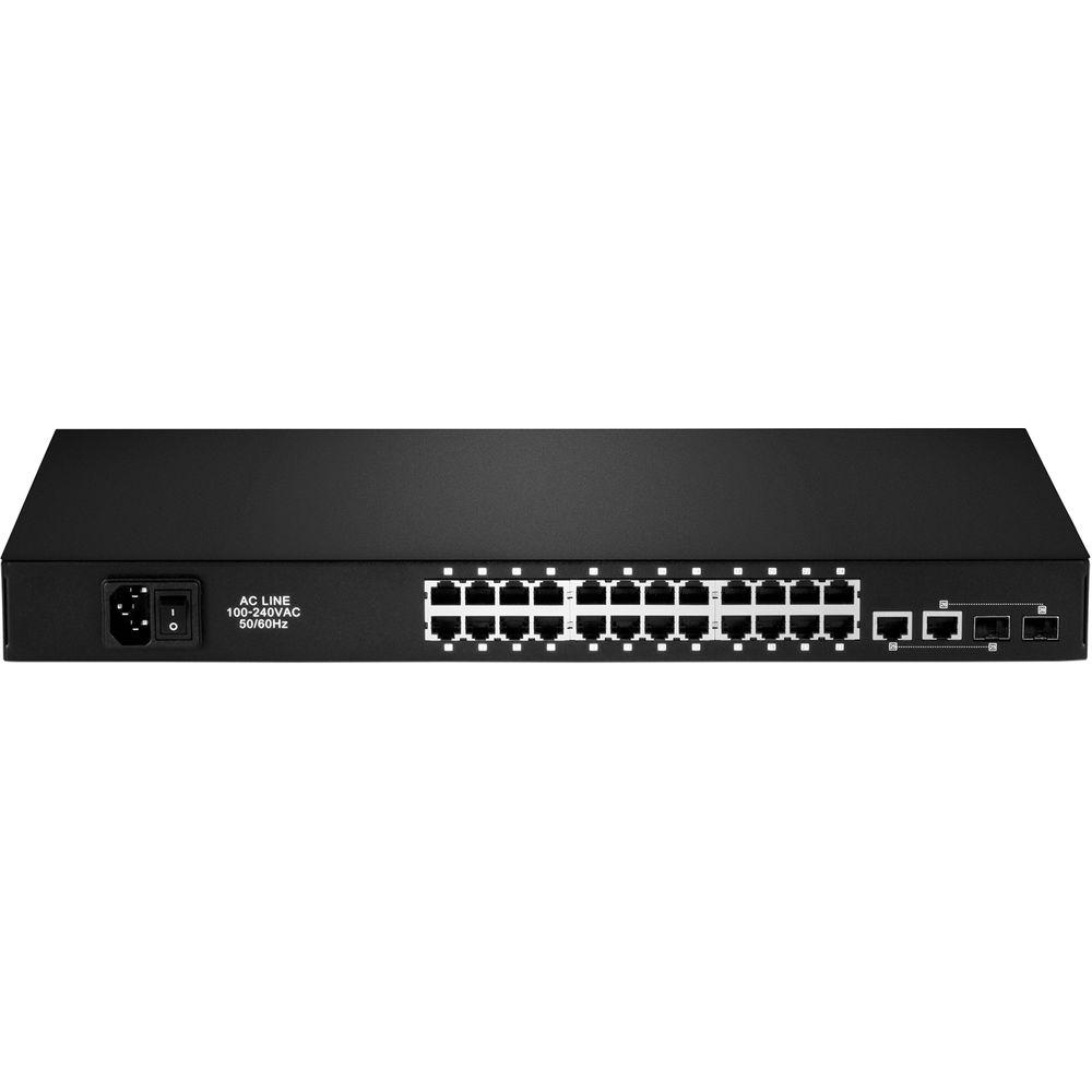 TRENDnet TPE-1026L 24-Port 10 100 Mbps 400 Watt AV PoE Switch with 2 SFP Slots