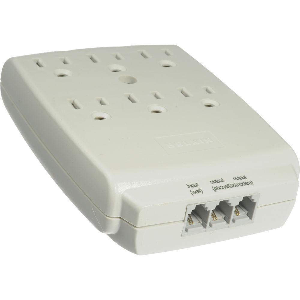 Belkin F9H620-CW 6-Outlet Wall-mount Home Series Surgemaster Surge Protector with RJ-11 Phone Protection - White, Belkin, F9H620-CW, 6-Outlet, Wall-mount, Home, Series, Surgemaster, Surge, Protector, with, RJ-11, Phone, Protection, White