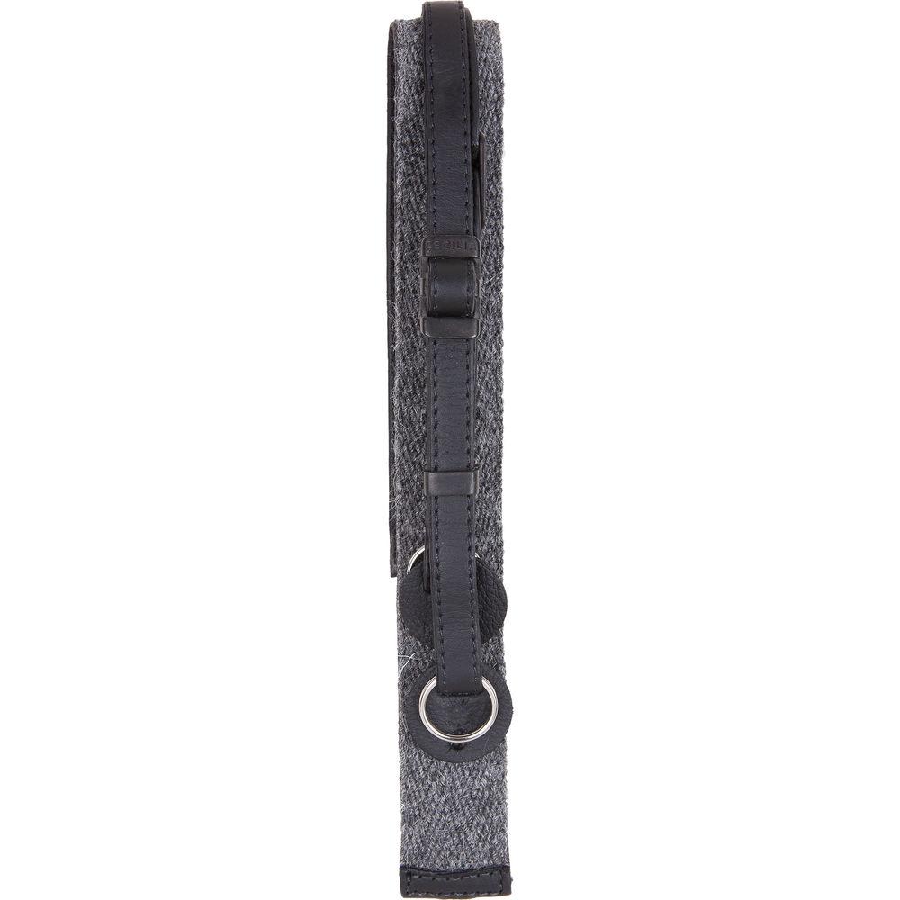 Cecilia Gallery Black Baby Alpaca Wool and Charcoal Leather Camera Strap