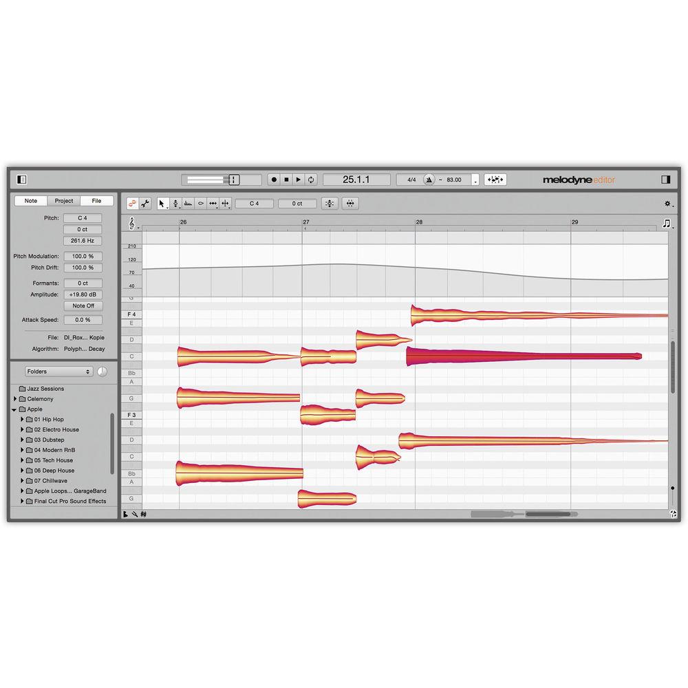 Celemony Melodyne Editor 4 - Polyphonic Pitch Shifting Time Stretching Software