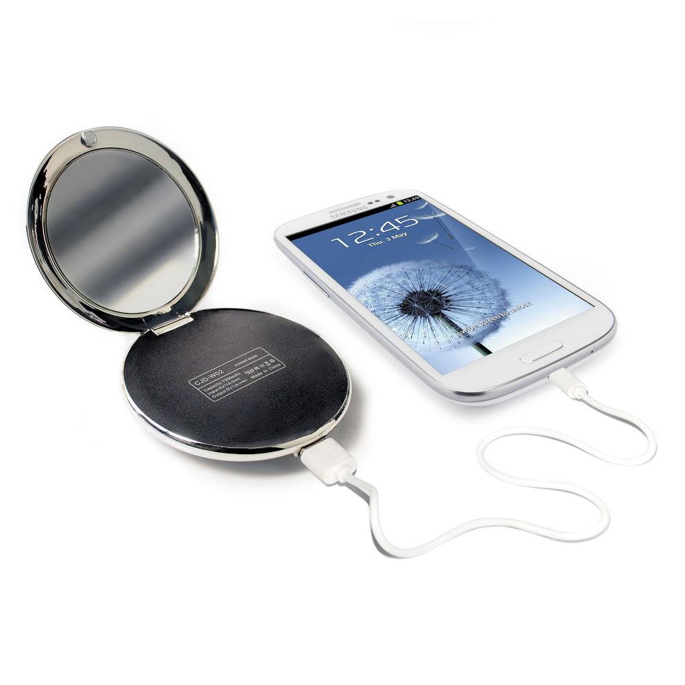 CTA Digital Compact Mirror 5000mAh External Battery Charger