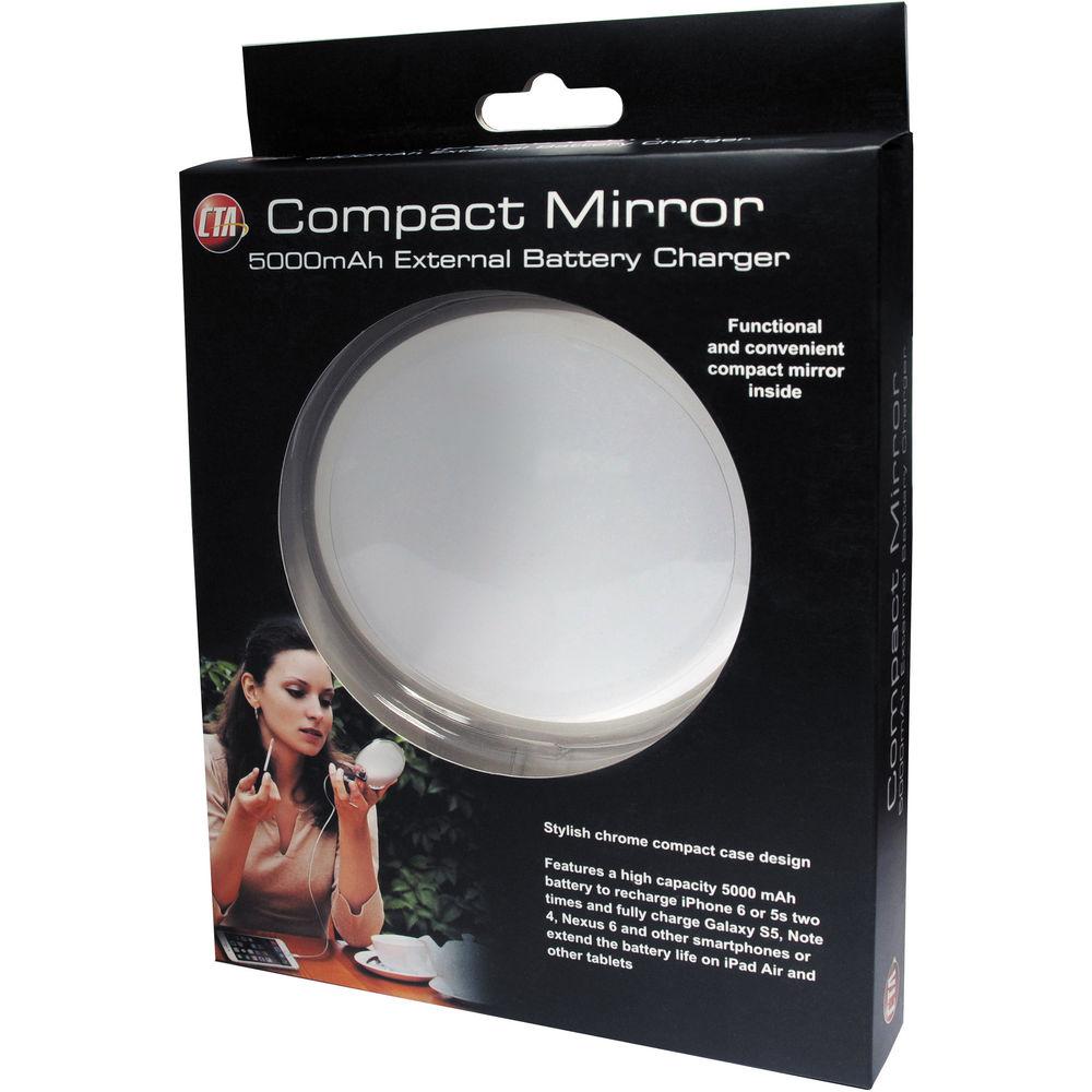 CTA Digital Compact Mirror 5000mAh External Battery Charger