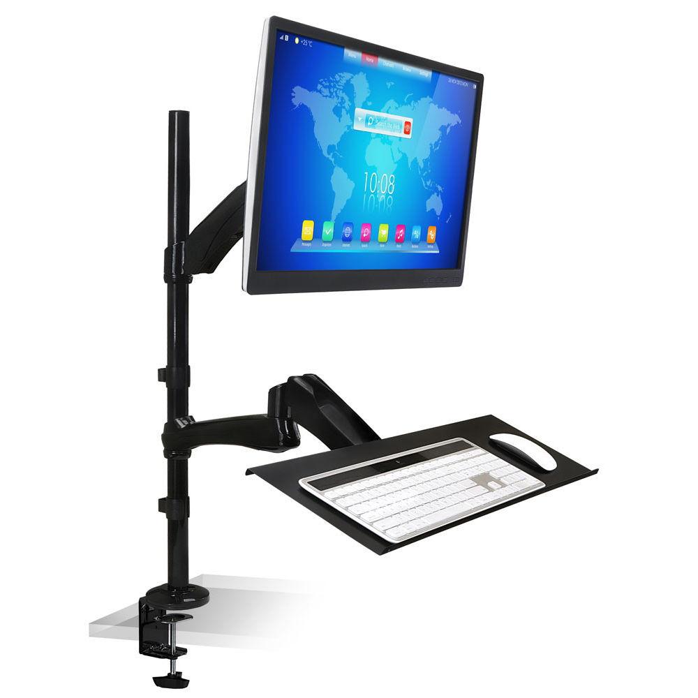 Mount-It! Sit-Stand Desk Mount with Keyboard Mouse Tray