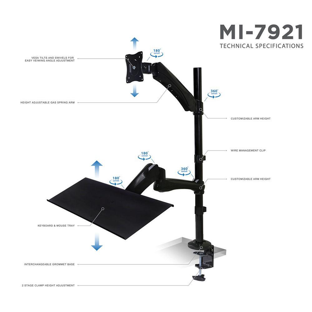Mount-It! Sit-Stand Desk Mount with Keyboard Mouse Tray, Mount-It!, Sit-Stand, Desk, Mount, with, Keyboard, Mouse, Tray