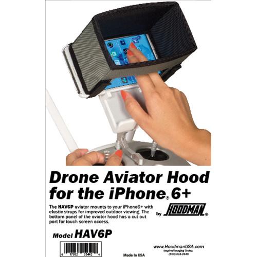 Hoodman HAV6P Drone Aviator Hood for iPhone 6 7 8 Plus, DJI CrystalSky 5.5", DJI Mavic Pro