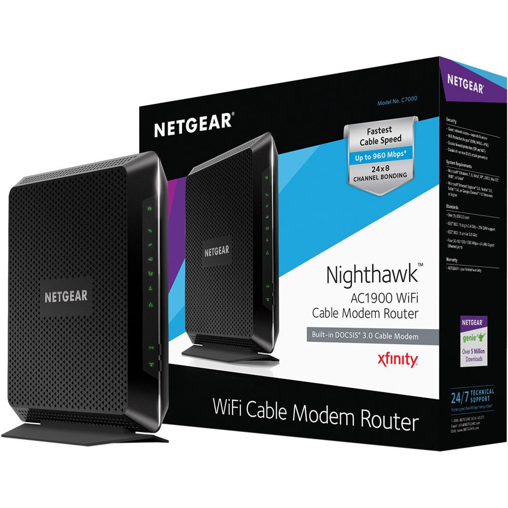 Netgear AC1900 Nighthawk Dual-Band Cable Modem Router, Netgear, AC1900, Nighthawk, Dual-Band, Cable, Modem, Router