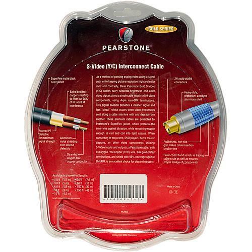 Pearstone Gold Series Premium S-Video Male to S-Video Male Video Cable - 15', Pearstone, Gold, Series, Premium, S-Video, Male, to, S-Video, Male, Video, Cable, 15'