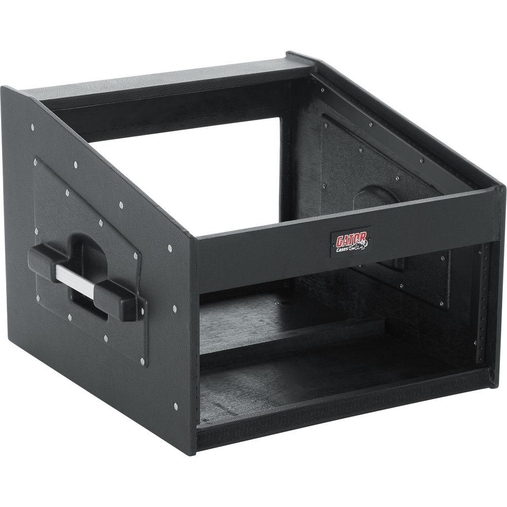 Gator Cases GRCW-10x4 Slant Top Wood Console Rack with 10-Space Slanting Top Rack and 4-Space Rack Below