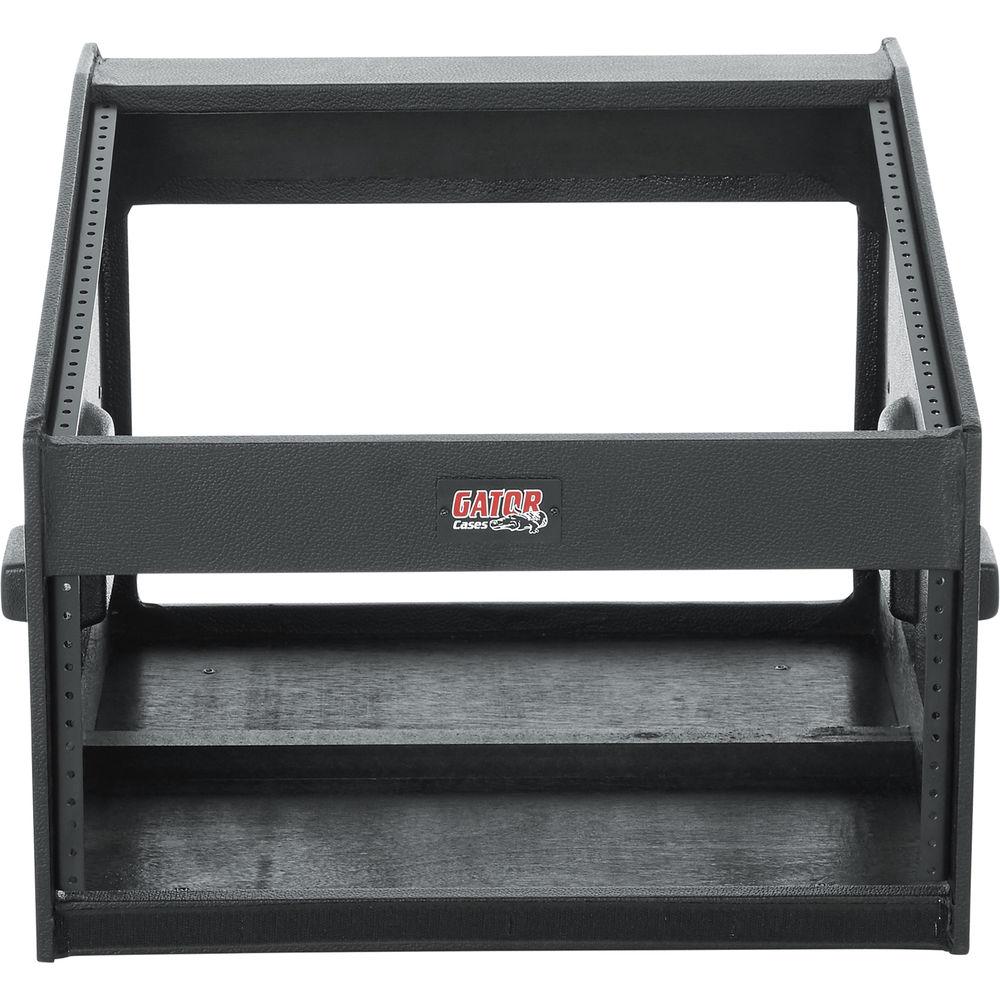 Gator Cases GRCW-10x4 Slant Top Wood Console Rack with 10-Space Slanting Top Rack and 4-Space Rack Below