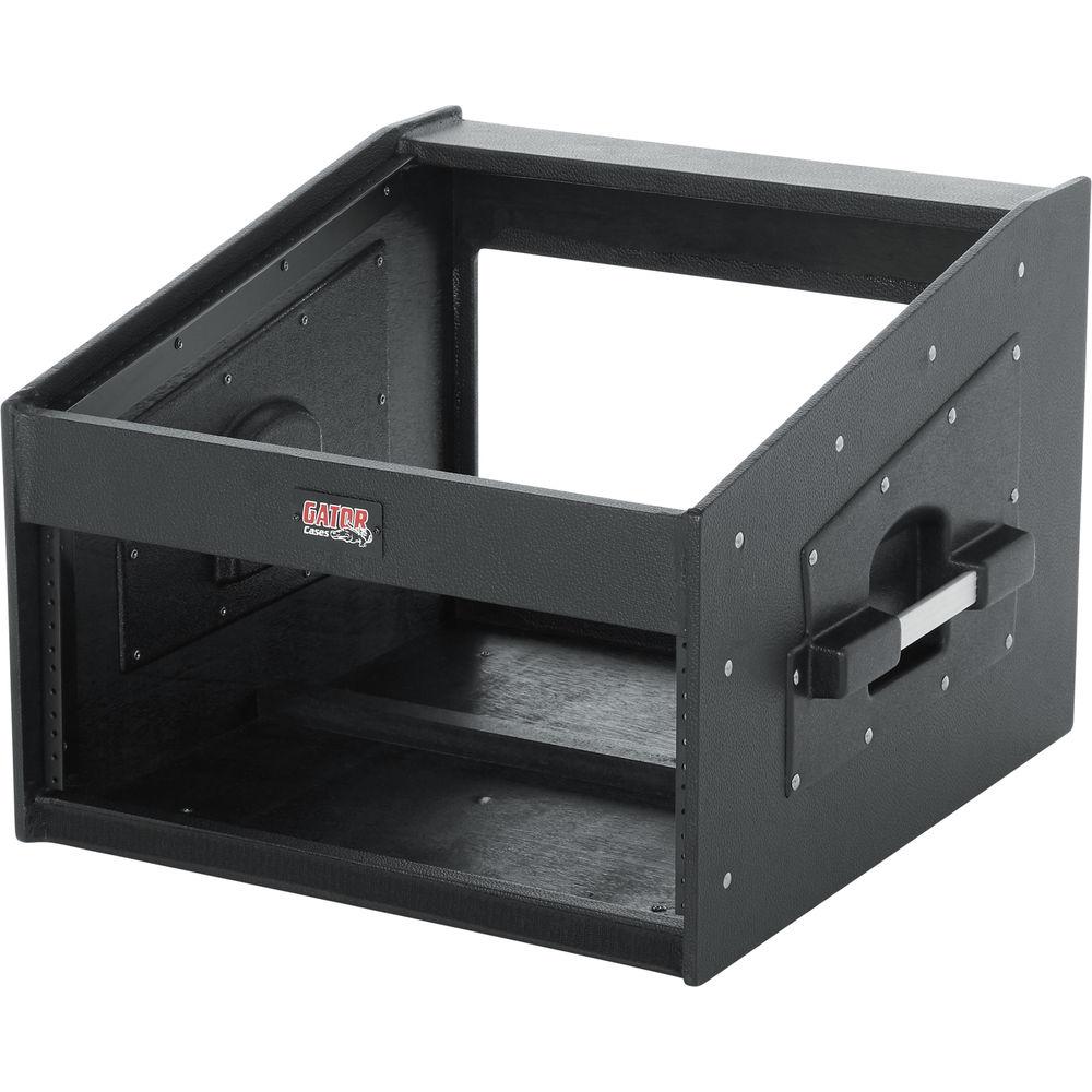 Gator Cases GRCW-10x4 Slant Top Wood Console Rack with 10-Space Slanting Top Rack and 4-Space Rack Below