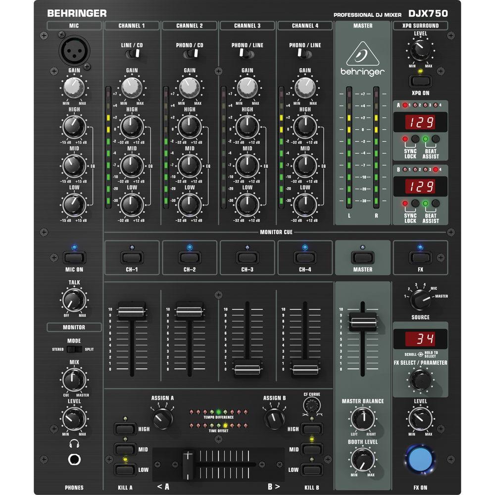 Behringer DJX750 Professional 5-Channel DJ Mixer with Mic Input