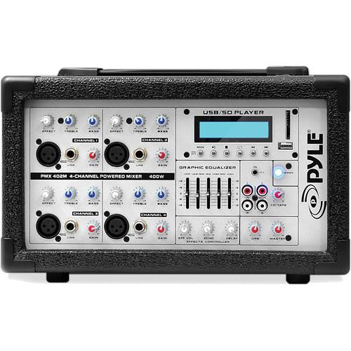 Pyle Pro PMX402M - 400 Watt 4-Channel Powered PA Mixer Amplifier