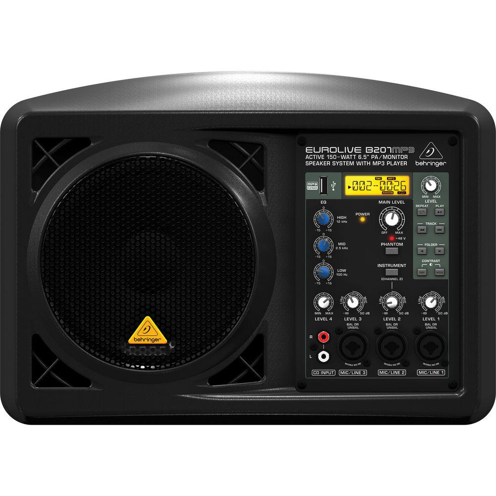 Behringer EUROLIVE B207MP3 Active 150W 6.5" PA Monitor Speaker System with MP3 Player