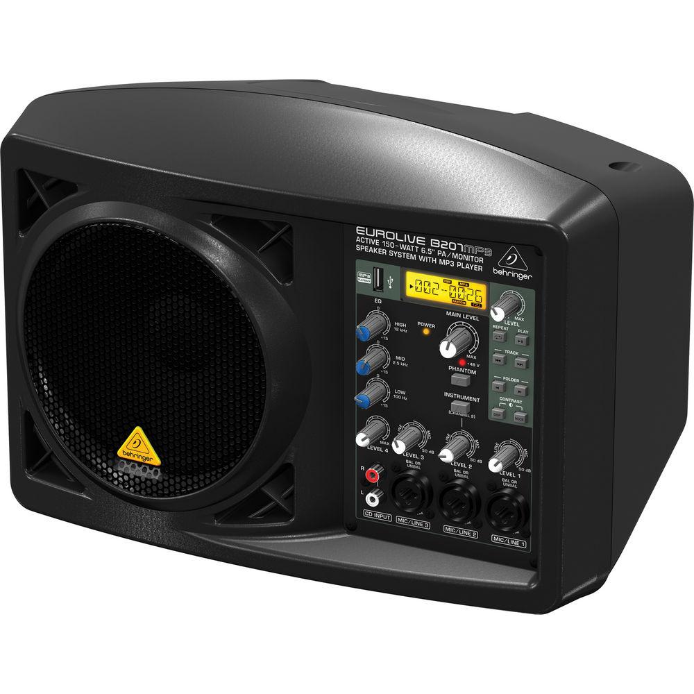 Behringer EUROLIVE B207MP3 Active 150W 6.5" PA Monitor Speaker System with MP3 Player