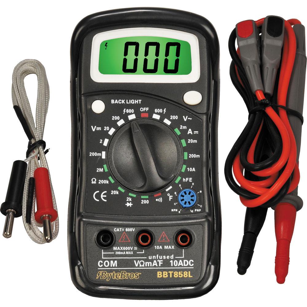 Byte Brothers BBT858L Precision Data Hold Digital Multimeter with Temperature Probe, Byte, Brothers, BBT858L, Precision, Data, Hold, Digital, Multimeter, with, Temperature, Probe