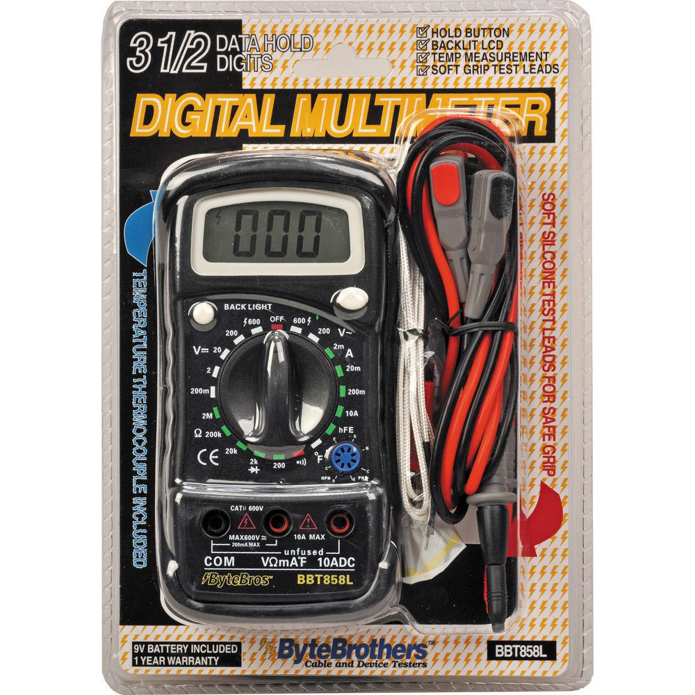 Byte Brothers BBT858L Precision Data Hold Digital Multimeter with Temperature Probe
