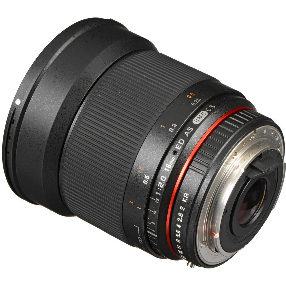 Rokinon 16mm f 2.0 ED AS UMC CS Lens for Pentax K APS-C Mount
