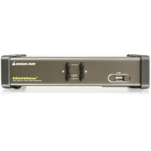 IOGEAR Dual View GCS1742 2-Port USB KVM Switch with Dual Monitor Support and Stereo Earphone Connectors