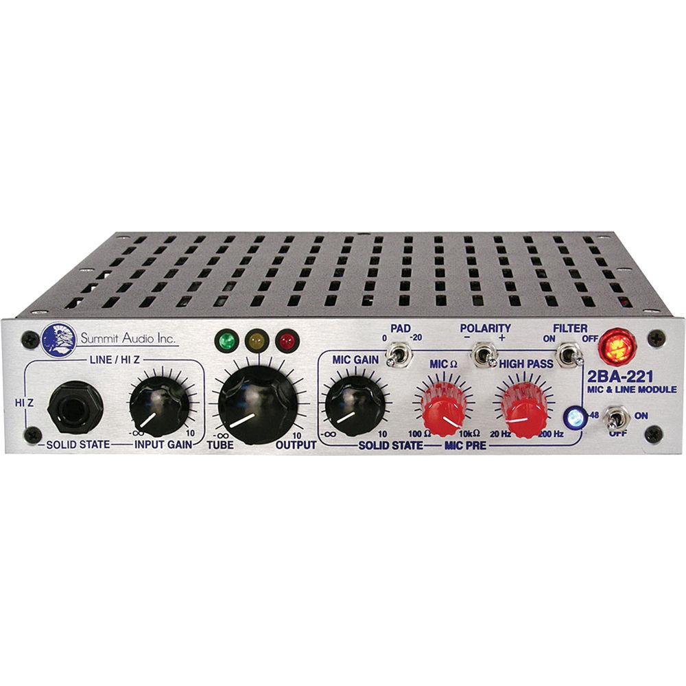 Summit Audio 2BA-221 - Single Channel Microphone and Line Preamplifier with Variable Microphone Impedance, Summit, Audio, 2BA-221, Single, Channel, Microphone, Line, Preamplifier, with, Variable, Microphone, Impedance