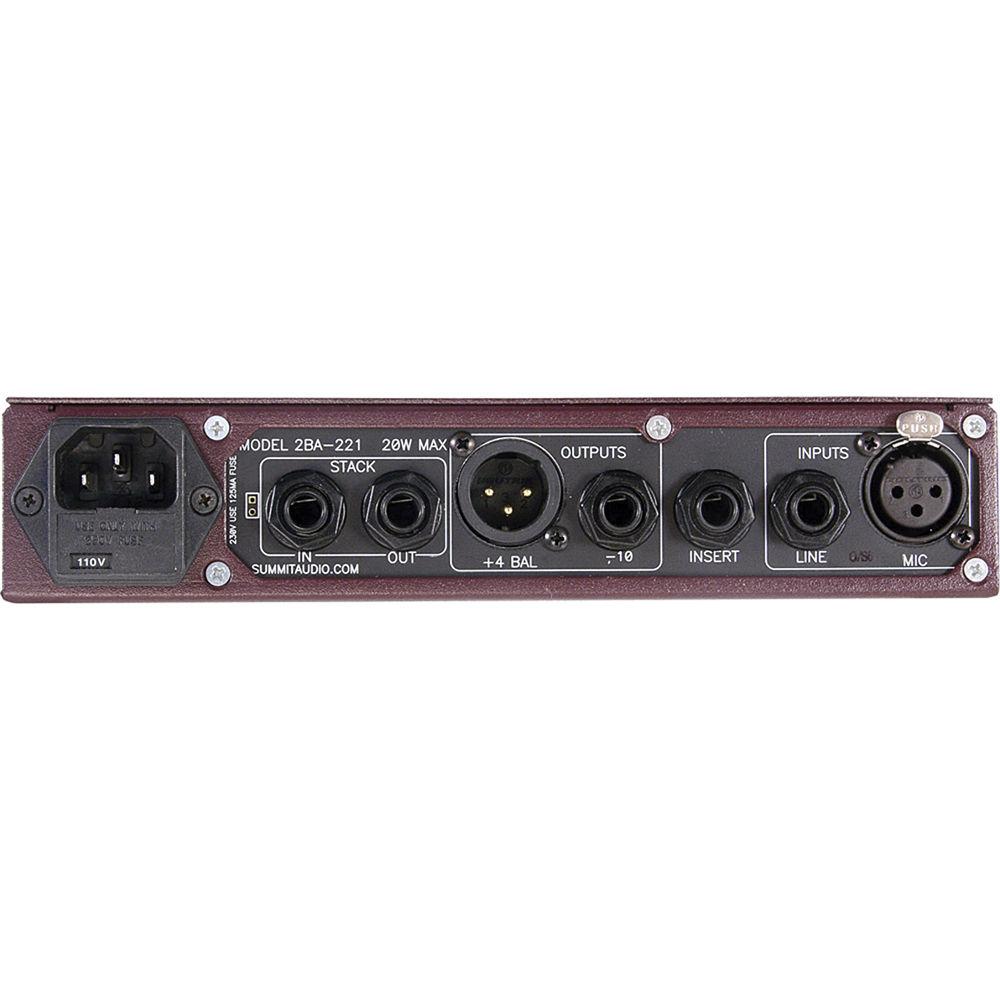 Summit Audio 2BA-221 - Single Channel Microphone and Line Preamplifier with Variable Microphone Impedance