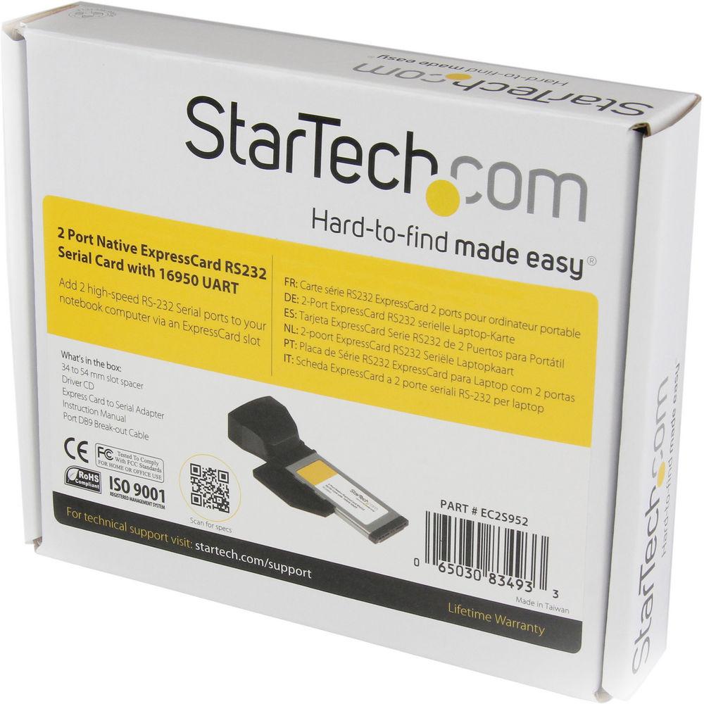StarTech 2-Port Native ExpressCard RS232 Serial Adapter Card with 16950 UART