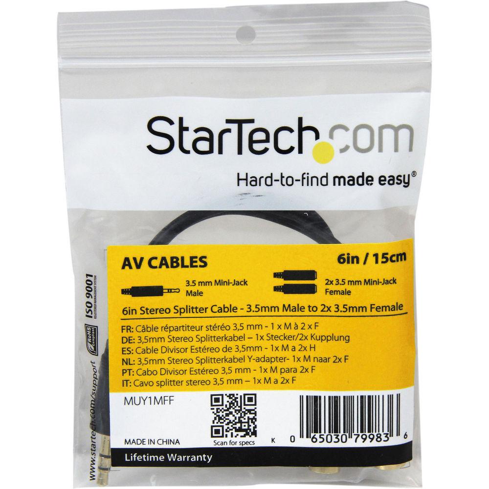StarTech 3.5mm Male to 2x 3.5mm Female Stereo Splitter Cable