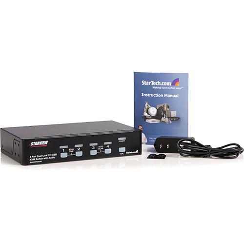 StarTech 4-Port High Resolution USB DVI Dual Link KVM Switch with Audio