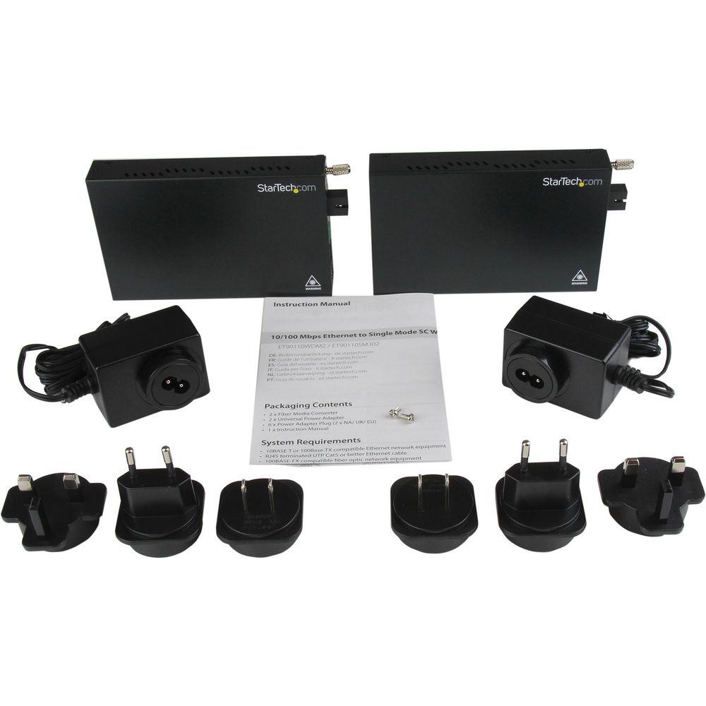 StarTech ET90110WDM2 10 100 Mb s Ethernet WDM Fiber Media Converter Kit