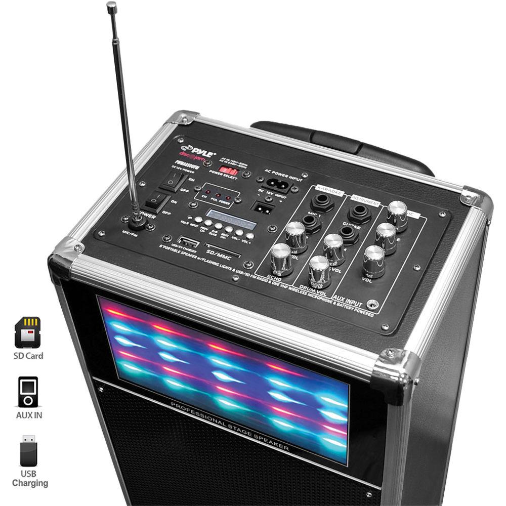 Pyle Pro Disc Jam 400-Watt Portable PA Speaker System with Flashing Disco Lights