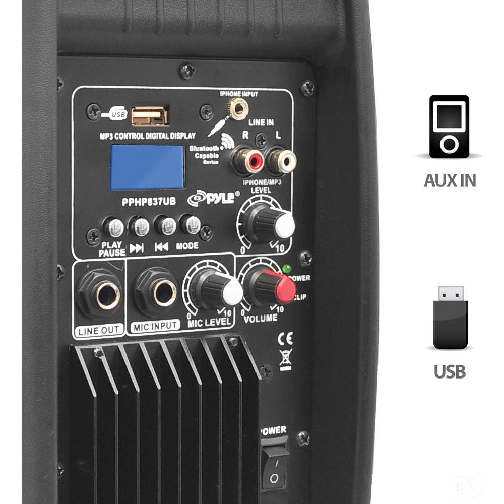 Pyle Pro PPHP837UB 600 Watt Powered Speaker with Remote