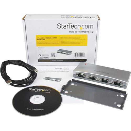 StarTech 4-Port USB to RS-232 Serial DB-9 Adapter Hub