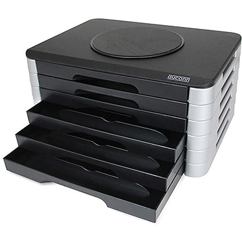 Dyconn MPSS6 Wood Top Adjustable Printer Swivel Stand with 6 Drawer Organizer