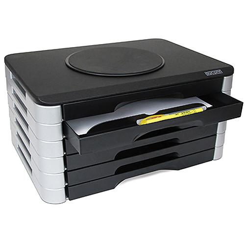 Dyconn MPSS6 Wood Top Adjustable Printer Swivel Stand with 6 Drawer Organizer